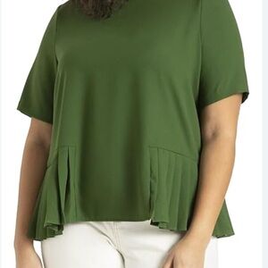 Eloquii Green Boxy Peplum Blouse